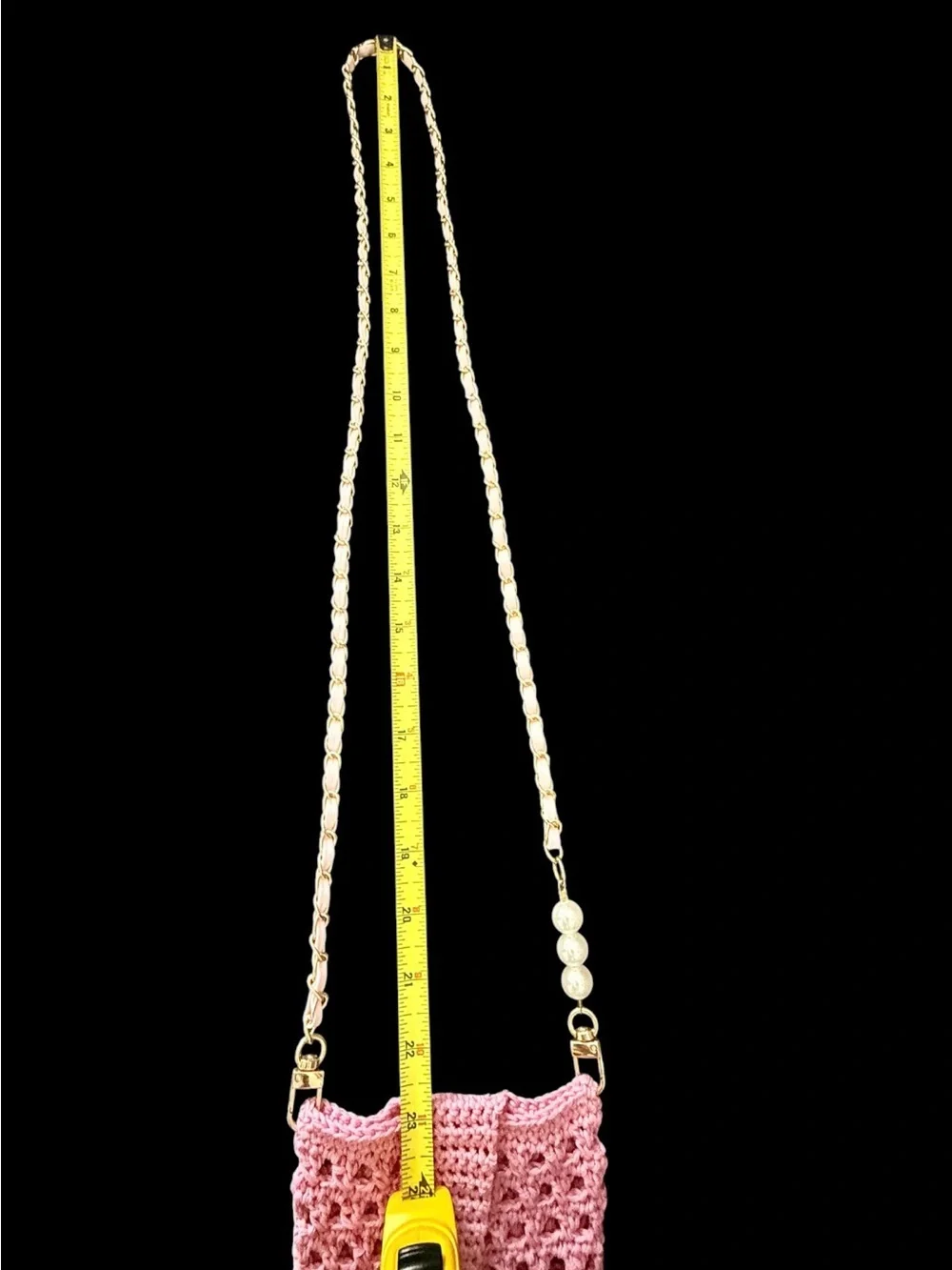 Pink Crochet Crossbody Phone Bag with Daisy Charm for Cell Phones